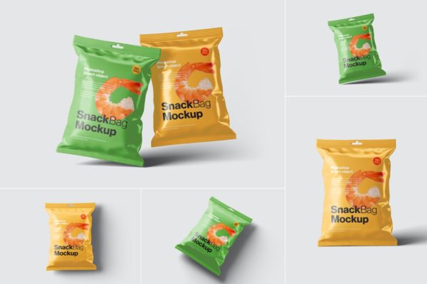 零食袋包装样机 Snack Bag Packaging Mockups