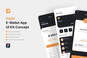 Eagle – 电子钱包应用程序 UI 套件 Eagle – E-Wallet App UI Kit