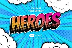漫画风格文字效果AI文字样式 Heroes Text Effect Comic Style
