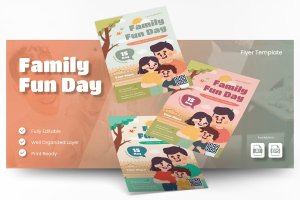 家庭欢乐日传单 Ai 和 EPS 模板 Family Fun Day Flyer Ai & EPS Template