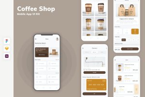 咖啡店移动应用 UI 套件 Coffee Shop Mobile App UI Kit