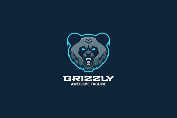 灰熊简单吉祥物标志Logo Grizzly Simple Mascot Logo
