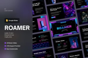 游戏工作室演示 Google 幻灯片模板 Roamer – Game Studio Presentation Google Slides