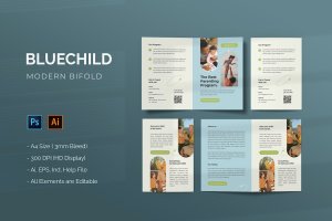 对折/折页小册子设计模板 Bluechild – Bifold Brochure