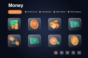 钱币3D图标 Money 3D Icons
