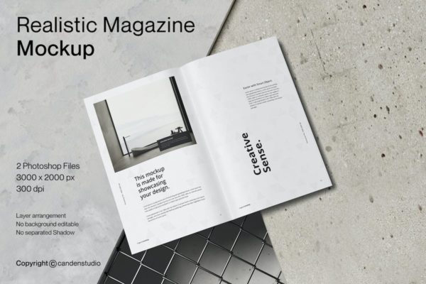 杂志内页版式设计预览样机 FA – New Realistic Magazine Mockup