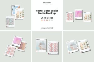 柔和色彩社交媒体展示样机 Pastel Color Social Media Mockup