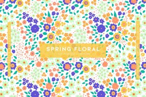 春季花卉矢量水彩图案 Spring Floral