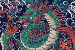 日本风格龙纹身图案素材 Japanese Dragon Tattoo Pattern