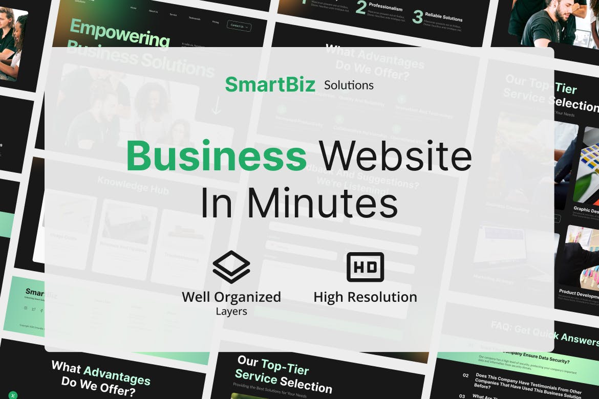 商业网站设计着陆页UI模板 SmartBiz &#8211; Business Landing Page Figma Template UI