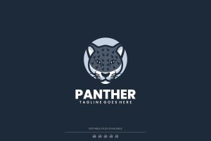 黑豹简单吉祥物标志模板 Panther Simple Mascot Logo