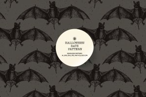 万圣节蝙蝠图案矢量背景素材 Halloween Bats Pattern