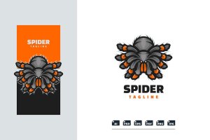 蜘蛛吉祥物标志Logo模板 Spider Mascot Logo