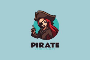 海盗吉祥物卡通标志Logo模板 Pirate Mascot Cartoon Logo