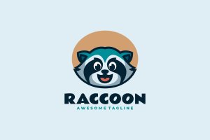 浣熊吉祥物卡通标志设计 Racoon Mascot Cartoon Logo