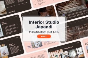 室内工作室演示文稿PPT模板 Interior Studio Japandi – Powerpoint Template