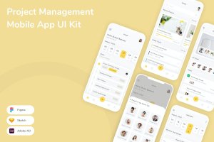 项目管理APP应用程序UI套件 Project Management Mobile App UI Kit