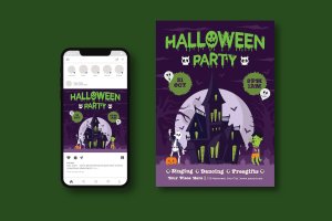 万圣节派对传单模板 Halloween Party Flyer