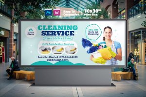清洁服务广告牌模板 Cleaning Services Billboard Templates