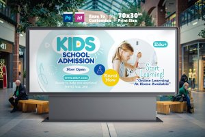 儿童学校广告牌设计模板 Kids School Billboard Templates