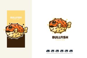 卡通人物动物鱼Logo模板 Cartoon Character Animal Fish