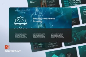 网络安全主题演示PPT模板 Saiber – Cybersecurity Powerpoint Template