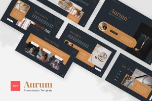 珠宝行业适用的 Powerpoint 模板 Aurum — Jewelry Band Powerpoint Template