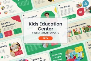 儿童教育中心幻灯片演示PPT模板 Kids Education Center – Powerpoint Templates
