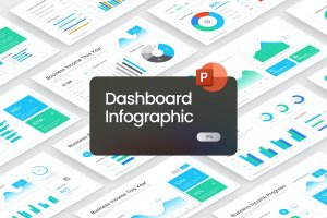 仪表盘信息图表数据演示PPT模板 Dashboard Infographic Chat PowerPoint Template