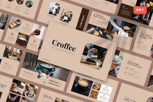 咖啡店文化与美味探索PPT素材 Croffee – Coffee Shop PowerPoint Template