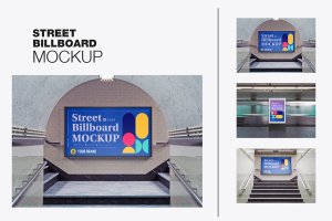 地铁广告牌广告场景样机 Subway Billboard Advertisement Scene Mockup