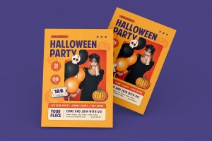 万圣节派对传单设计模板 Halloween Party Flyer