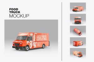 餐车拉花样机 Step Van Food Truck Mockup