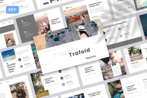旅行&旅游品牌、方案推荐主题演讲 Keynote 模板 Trafold – Travel Keynote Template