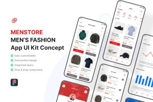 男士时尚服饰电商应用 UI 套件 Mens Fashion App UI Kit