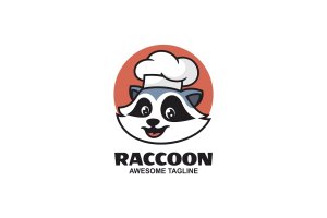 浣熊吉祥物卡通Logo标志 Raccoon Mascot Cartoon Logo