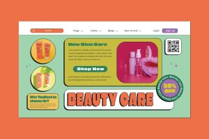 美容护理网站Header设计模板 Beauty Care Website Header