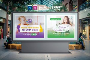 儿童学校广告牌模板 Kids School Billboard Templates