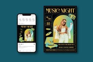 音乐之夜传单设计模板 Music Night Flyer