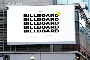 街道高层建筑广告牌样机 Billboard Mockup On Tall Building On The Street