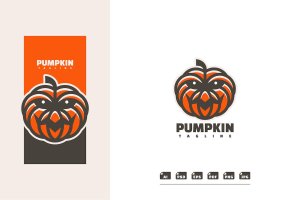 南瓜吉祥物标志Logo模板 Pumpkin Mascot Logo