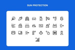 防晒主题矢量图标 Sun Protection Icons