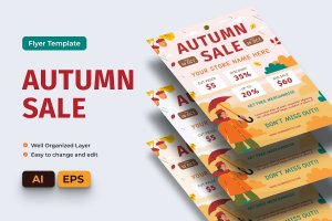 秋季促销活动传单 Ai & EPS 模板 Autumn Sale Promo Flyer Ai & EPS Template