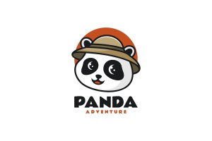 熊猫吉祥物卡通标志模板 Panda Mascot Cartoon Logo