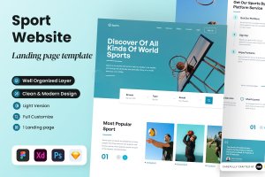 体育运动网站登陆页面设计Figma模板 Sporty – Sport Website Landing Page