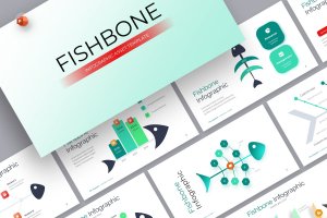 鱼骨信息图表PPT创意模板 Fishbone Infographic PowerPoint Template