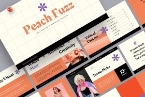 探索时尚发型与美发技巧Powerpoint模板下载 Peach Fuzz Multipurpose PowerPoint