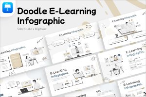 电子学习信息图表涂鸦风格Keynote幻灯片创意模板 E-Learning Infographic Doodle Style – Keynote