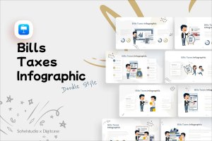 票据税收信息图表涂鸦风格演示文稿Keynote模板 Bills Taxes Infographic Doodle Style – Keynote