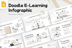 电子学习信息图表涂鸦风格Google幻灯片模板素材 E-Learning Infographic Doodle Style – Google Slide